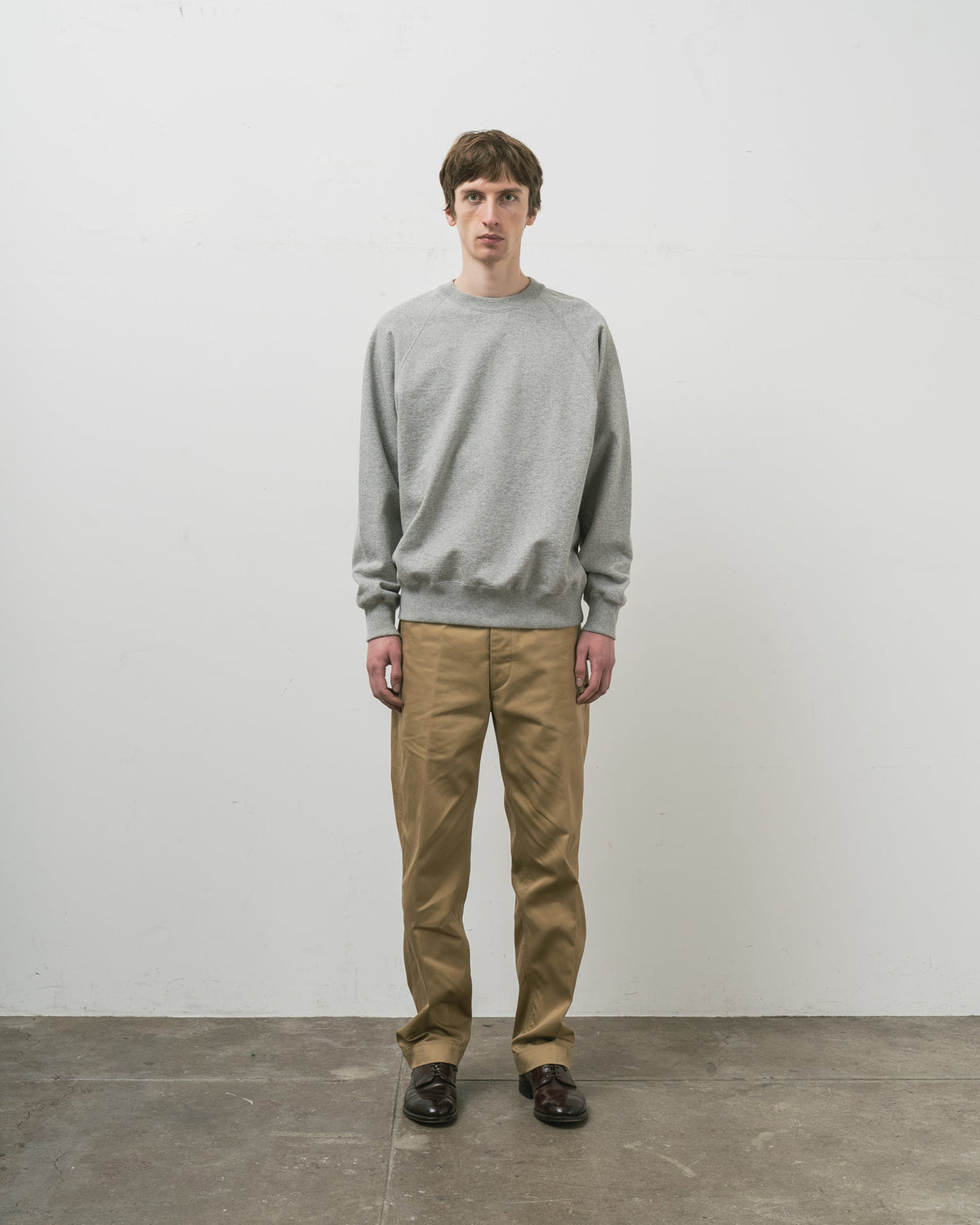 SWEAT SHIRTS RAGLAN SLEEVE CREW NECK GRAY