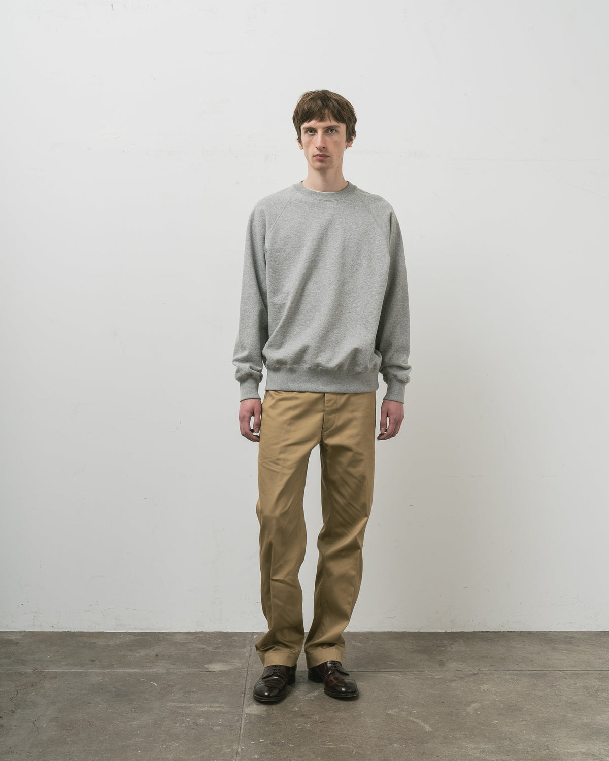 SWEAT SHIRTS RAGLAN SLEEVE CREW NECK GRAY
