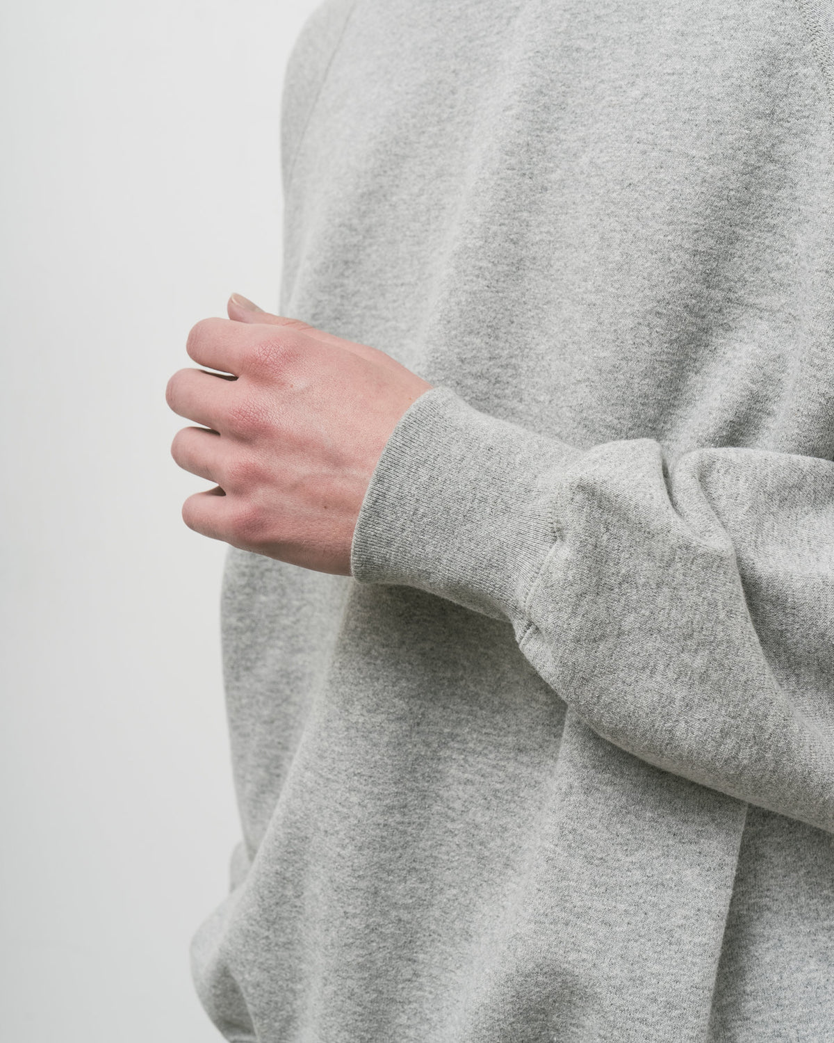 SWEAT SHIRTS RAGLAN SLEEVE CREW NECK GRAY