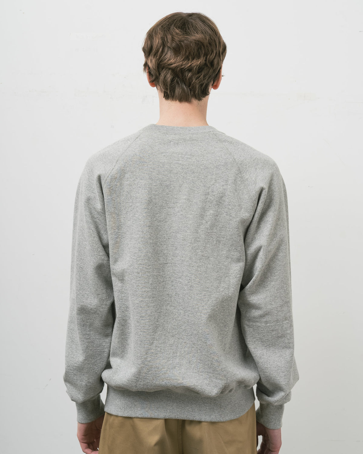 SWEAT SHIRTS RAGLAN SLEEVE CREW NECK GRAY