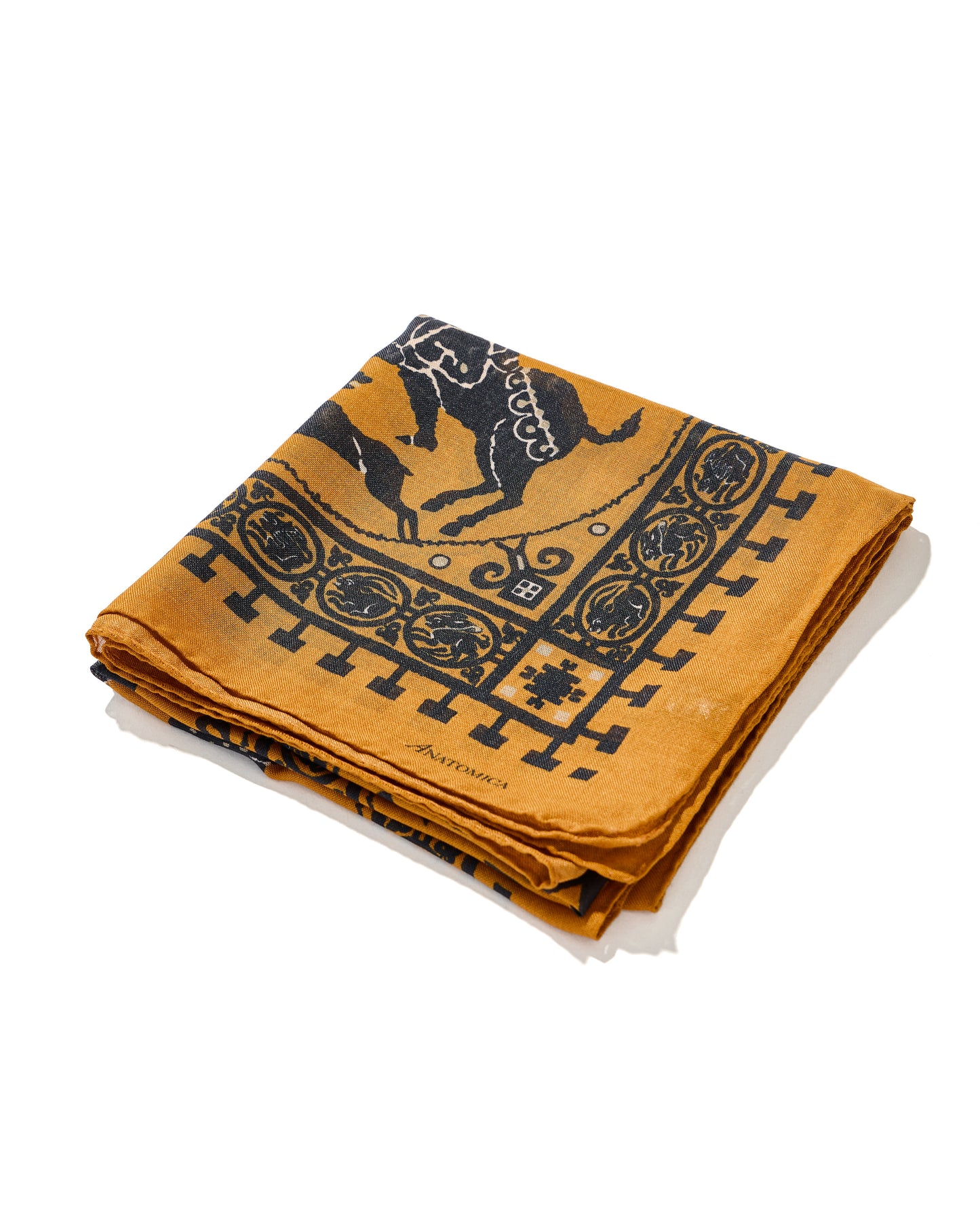 SQUARE SCARF MOSAIC ANIMALS SAFFRON