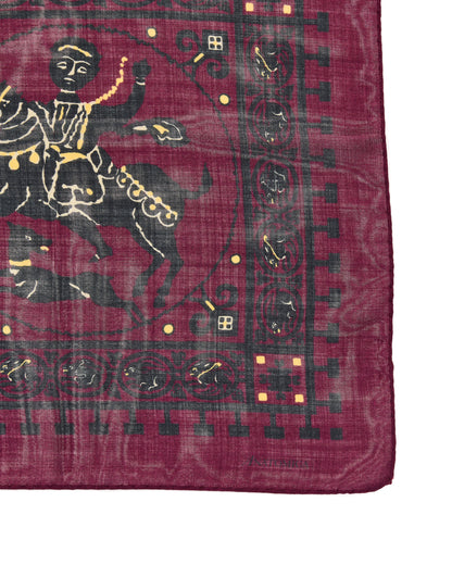 SQUARE SCARF MOSAIC ANIMALS BURGUNDY