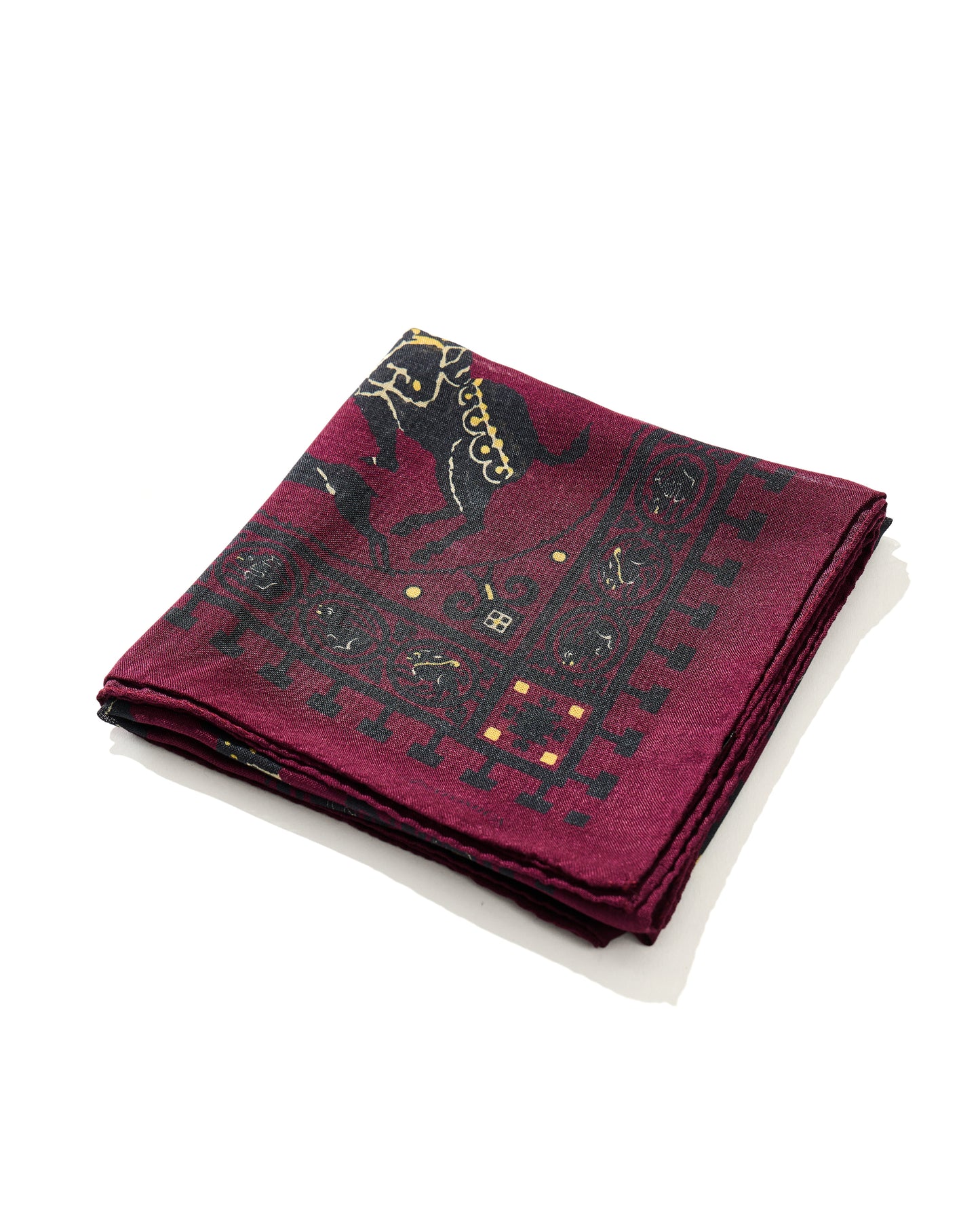 SQUARE SCARF MOSAIC ANIMALS BURGUNDY