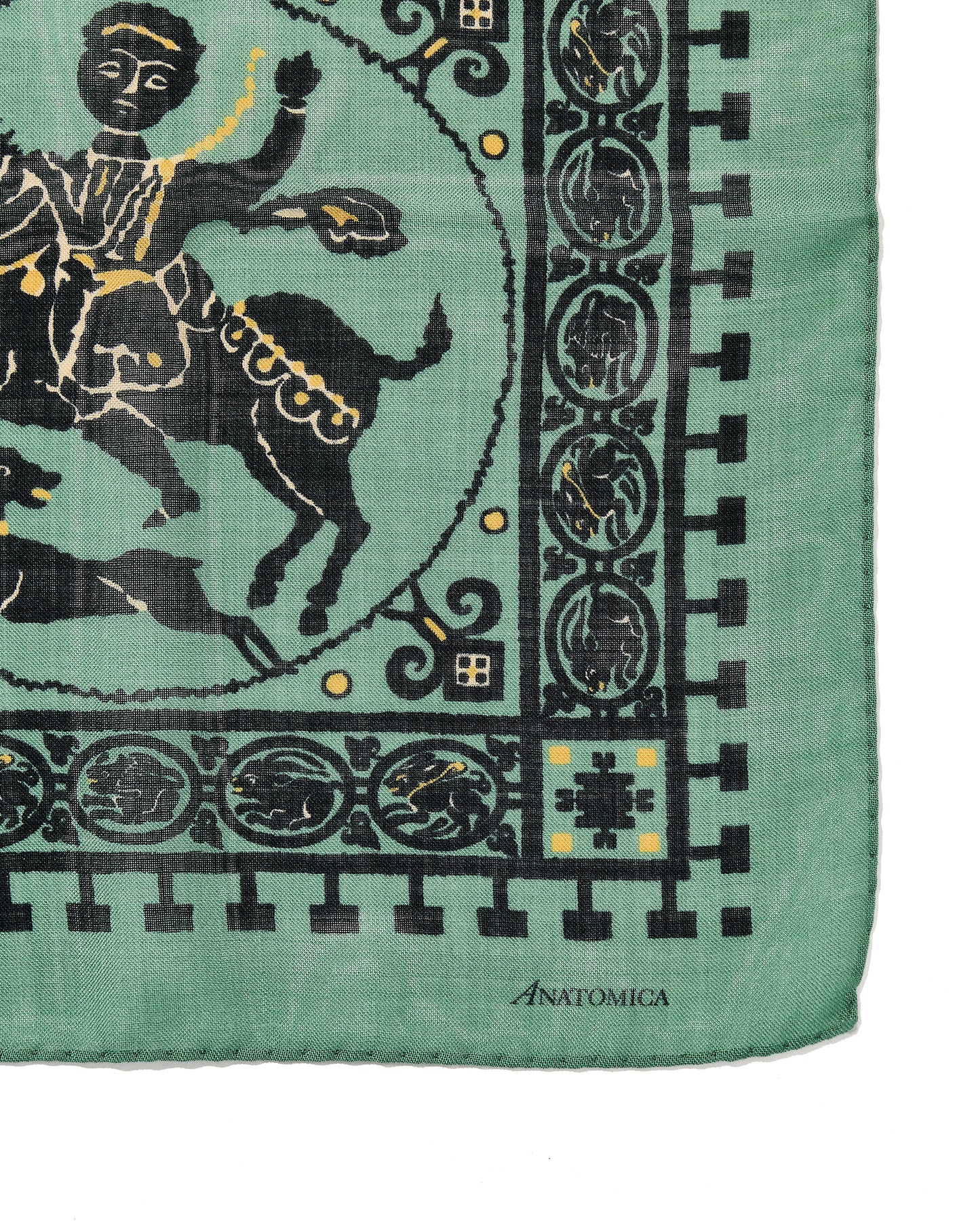 SQUARE SCARF MOSAIC ANIMALS EMERALD