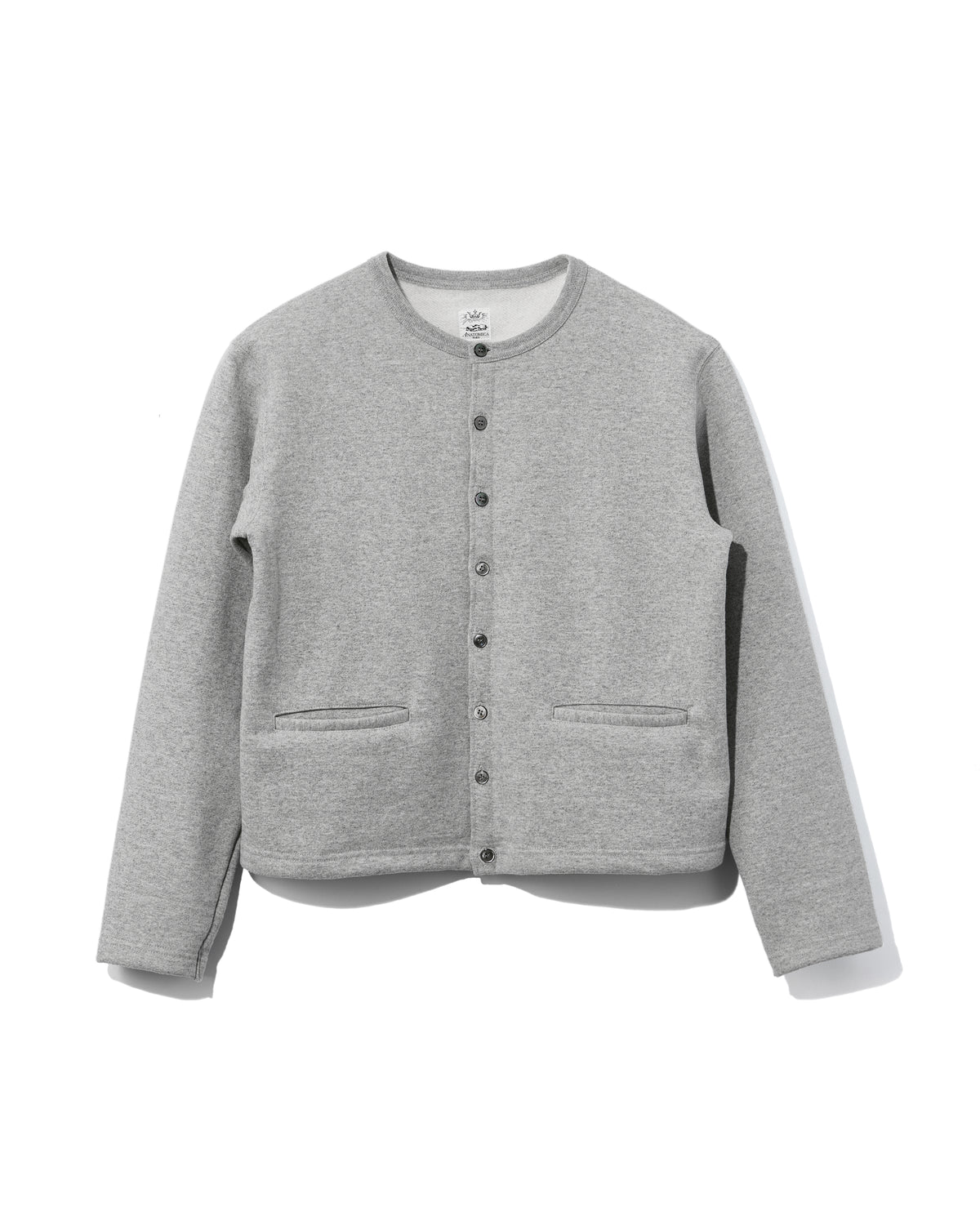 SWEAT CARDIGAN CREW NECK GRAY