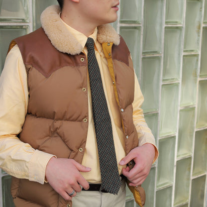 HAND FRINGED TIE COTTON TWEED