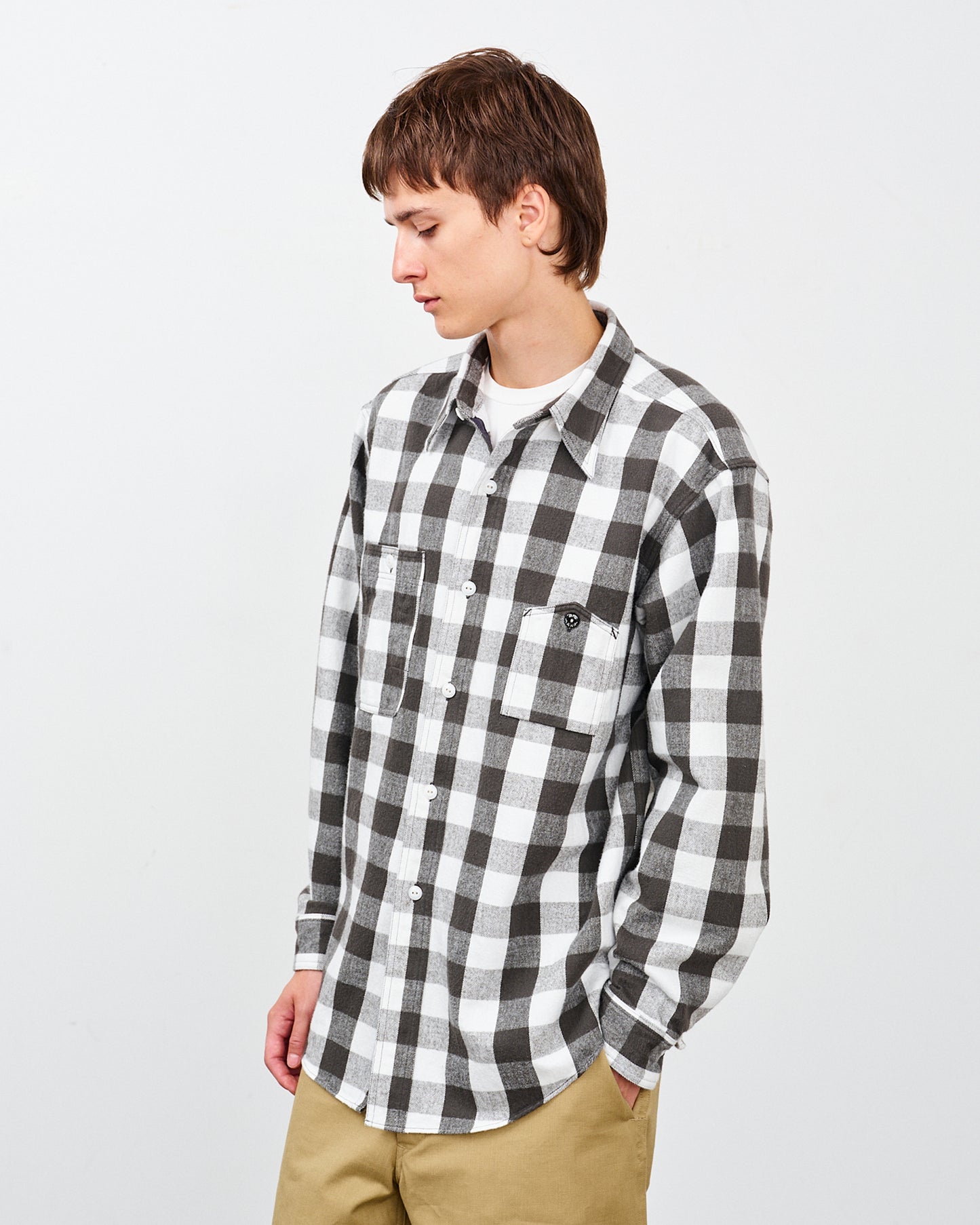 BIG YANK Y1945 SHRITS FLANNEL BROCK CHECK WHITE
