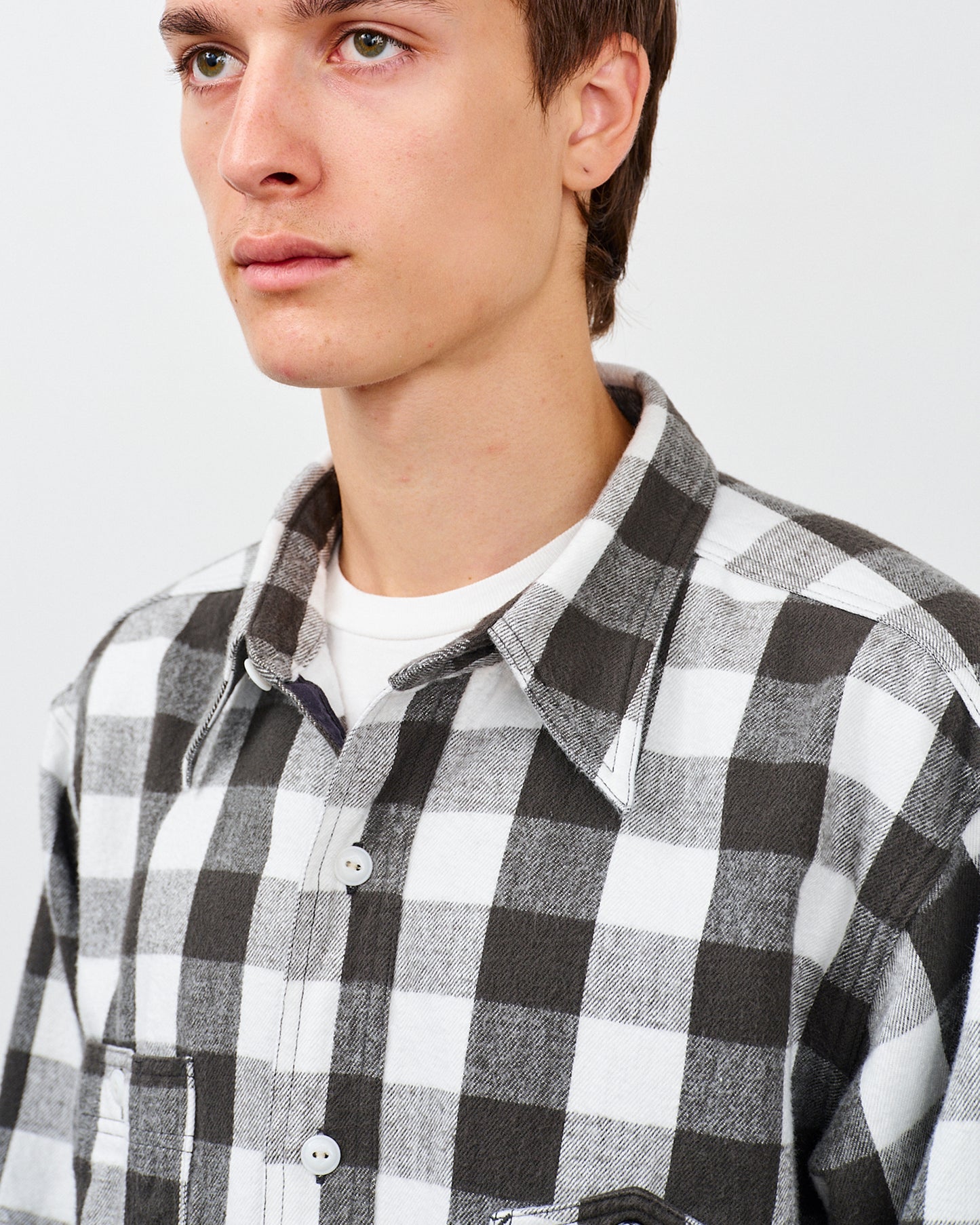 BIG YANK Y1945 SHRITS FLANNEL BROCK CHECK WHITE