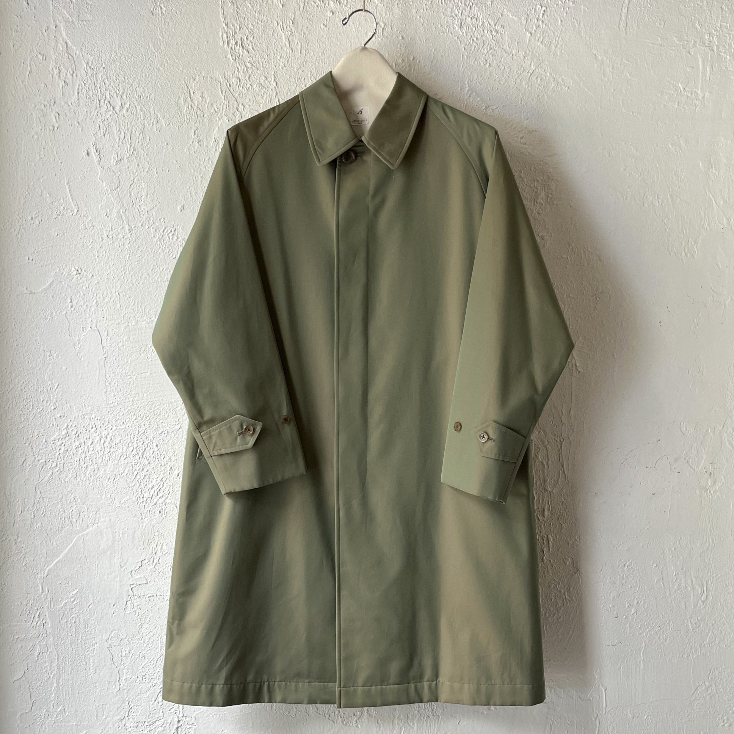 SINGLE RAGLAN COAT GABARDINE OLIVE – ANATOMICA NAGOYA